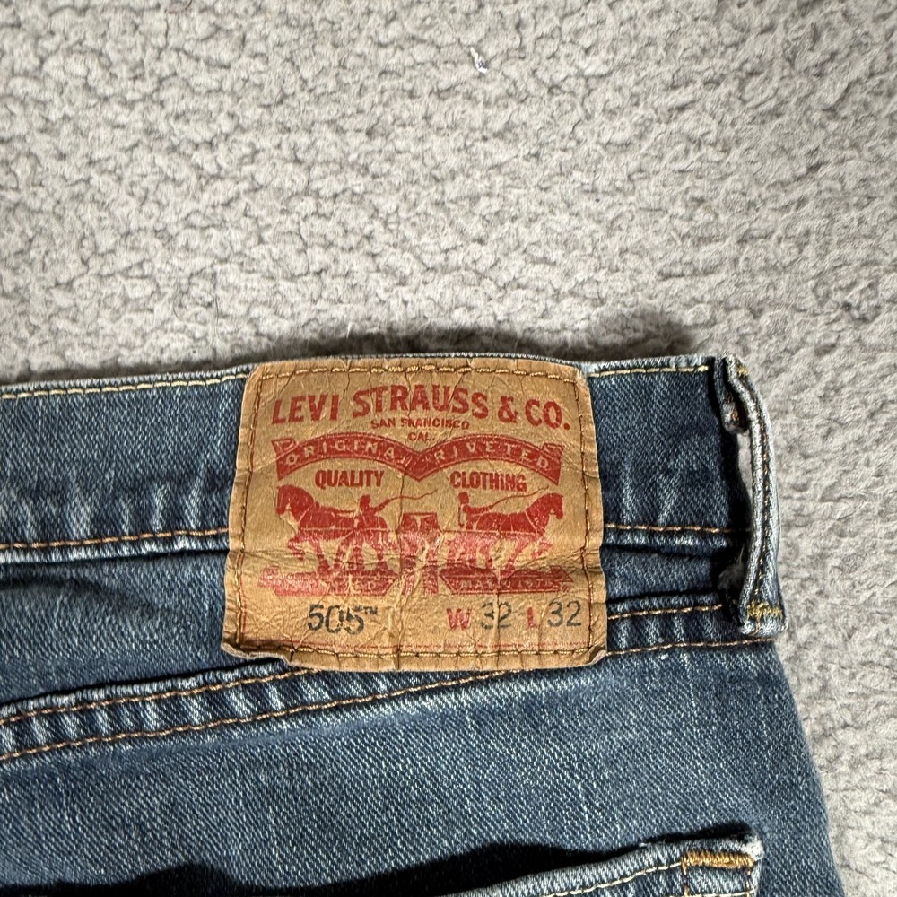 Levis Jeans Mens 32x32 Blue 505 Straight Fit Denim Casual Logo Preppy 5 Pocket - Picture 12 of 12